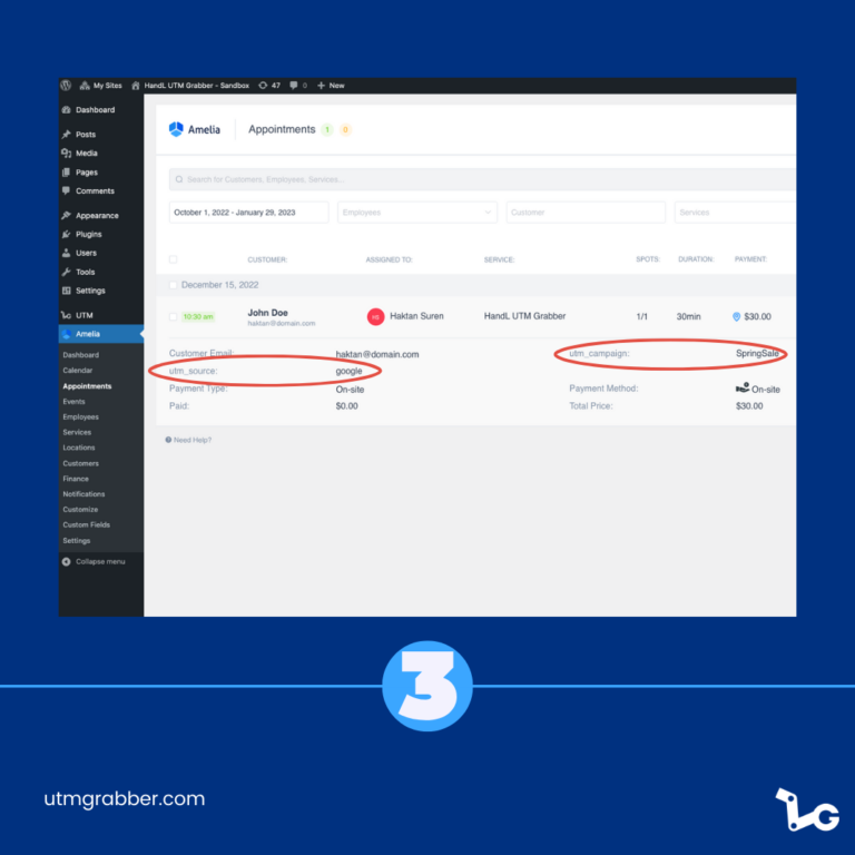 UTM Tracking in Amelia Booking